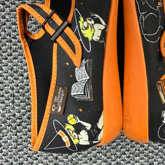Hot Chocolate Designs Witch Pinup Black Cat Halloween Mary Jane Shoes Size 38 - Picture 8 of 11